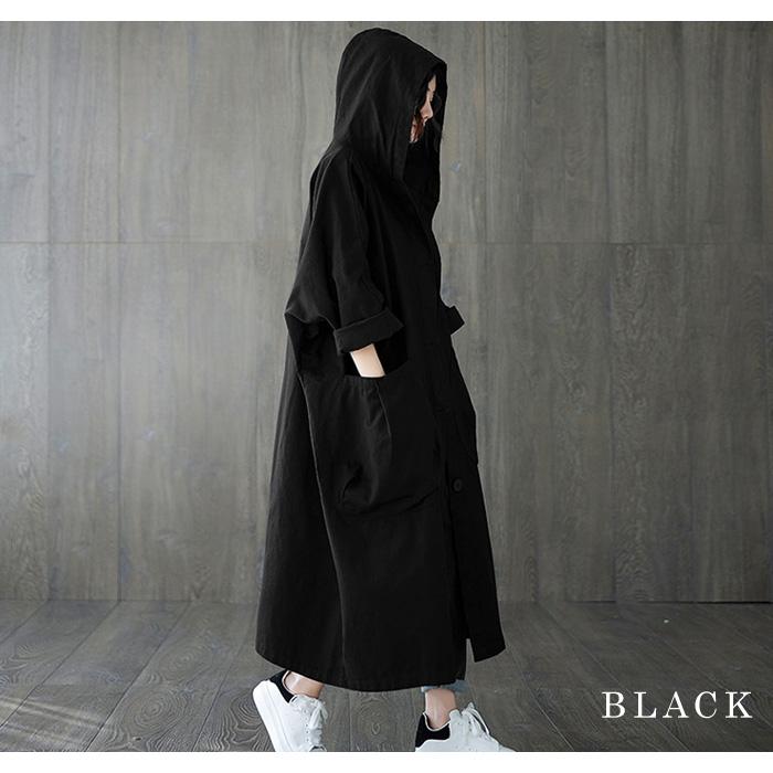 KOEISTORE ロングコート レディース 春 夏 春夏 黒 フード付き KOEISTORE ロングコート レディース 春 夏 春夏 黒 フード付き