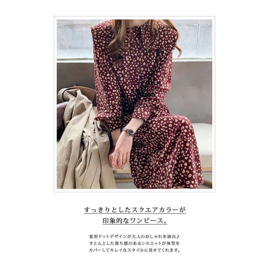 ワンピース レディース 春 夏 春夏 ひざ下 ミモレ ドット柄 ベージュ ボルドー ブルー ロング 体型カバー 大人 代 30代 40代 ママ 母 Ol 送料無料 Y5110 Koei Store 通販 Yahoo ショッピング