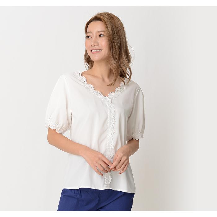 KOEISTORE ブラウス レディース 白 トップス レース Vネック KOEISTORE ブラウス レディース 白 トップス レース Vネック
