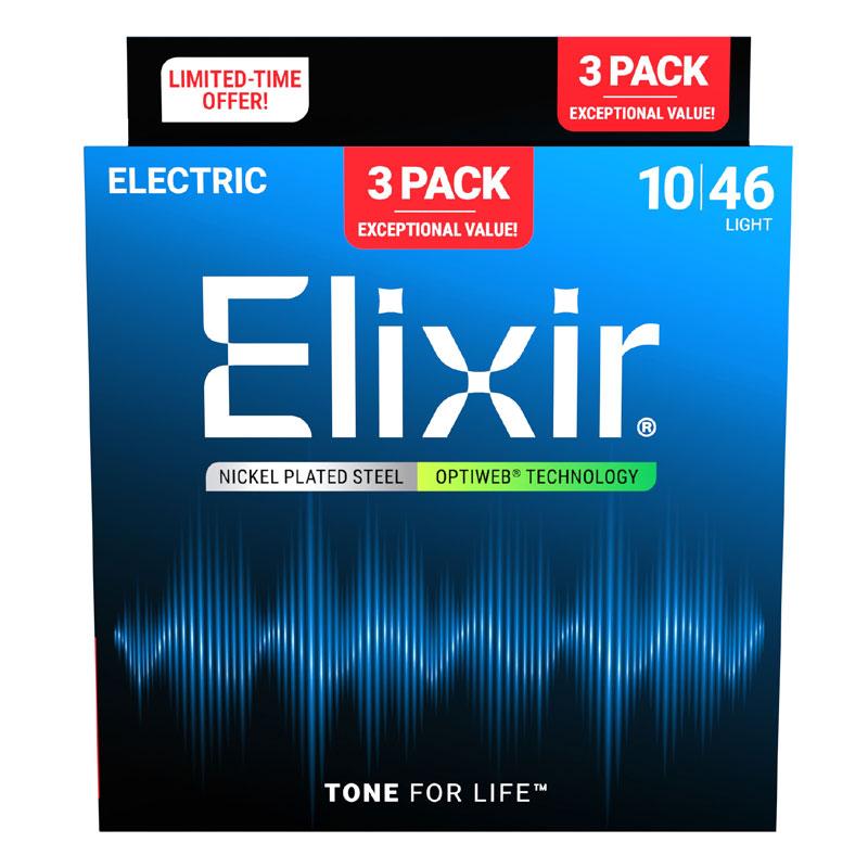 ELIXIR 3点セット Elixir（エリクサー） Elixir OPTIWEB Electric Guitar Strings 3Pack
