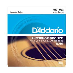 D'addario EJ16 フォスパーブロンズ Phosphor Bronze ダダリオ アコースティック弦 Light (定形外郵便発送)｜koeido1