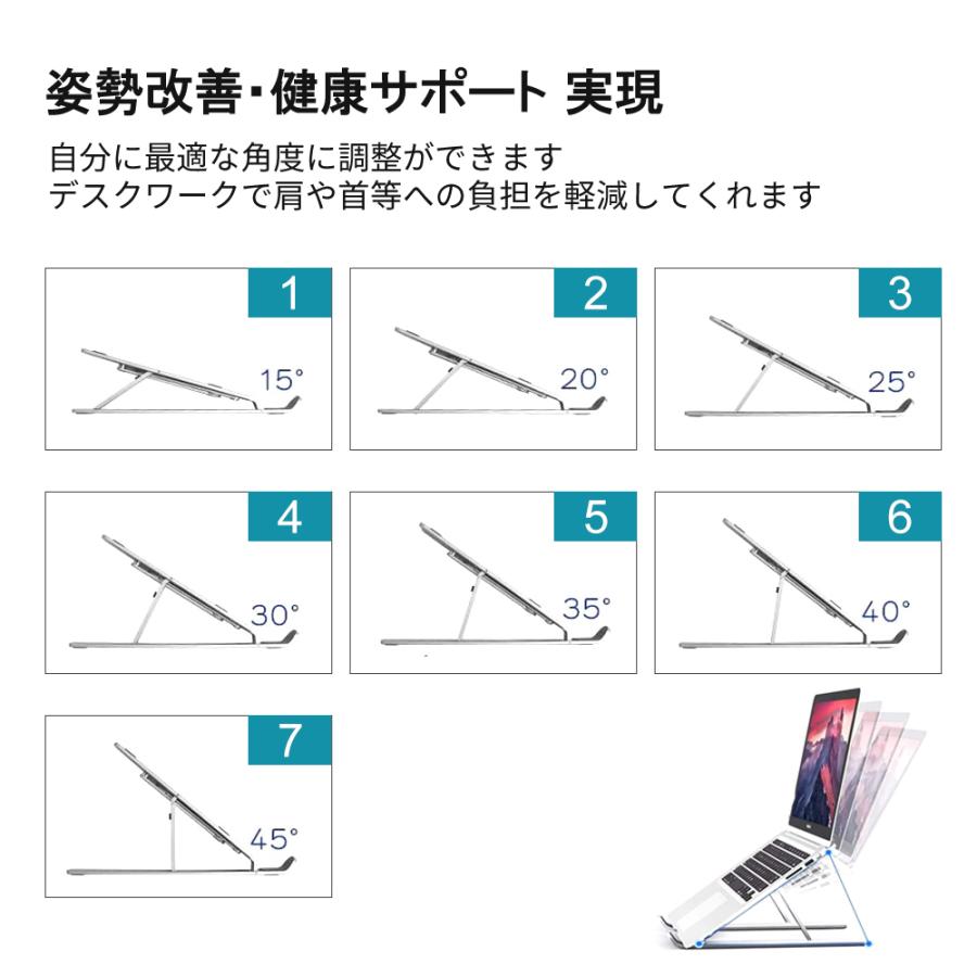 ノートパソコンスタンド パソコンスタンド PCスタンド 冷却 PC台 折り畳み 机上 角度調節 コンパクト 持ち運び タブレット 冷却 放熱｜koeiplan｜10