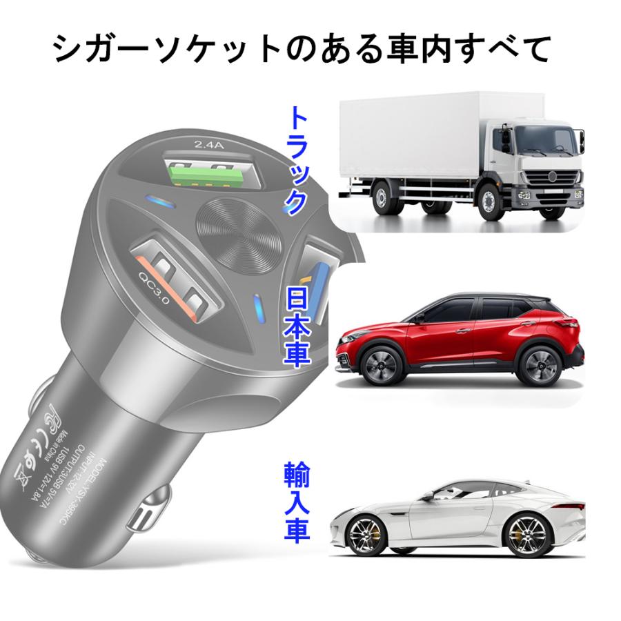 シガーソケット USB 車 iPhone 携帯 スマホ 充電器 車載 3口 急速充電 3.1A 12V 24V 対応 カーチャージャー 車中泊グッズ 防災グッズ iPhone Android｜koeiplan｜14