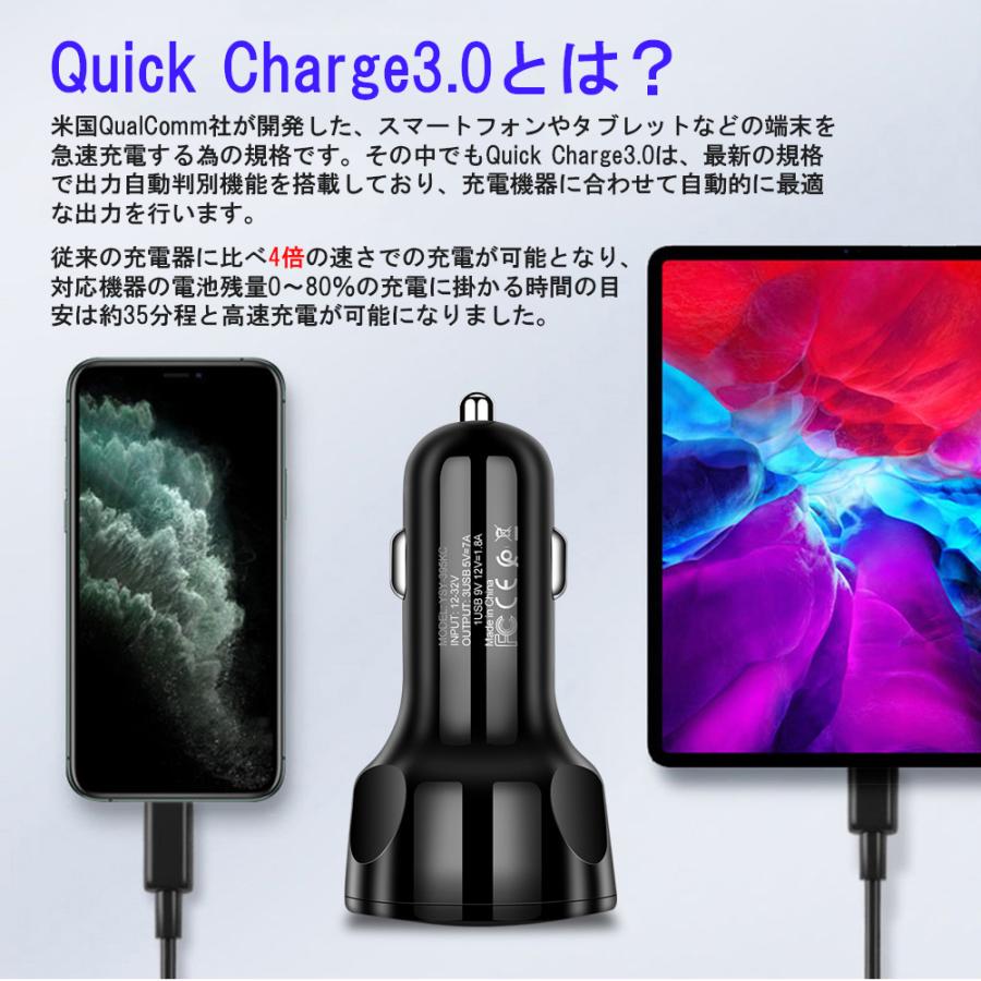 シガーソケット USB 車 iPhone 携帯 スマホ 充電器 車載 3口 急速充電 3.1A 12V 24V 対応 カーチャージャー 車中泊グッズ 防災グッズ iPhone Android｜koeiplan｜08