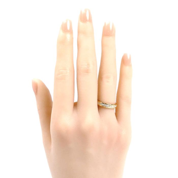 り*ん様 ☆セール☆ete 11.5号 k18PG ハーフエタニティ リング ダ K18 ハーフエタニティ リング 1.5g 約11号 0.16ct