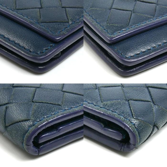 ボッテガヴェネタ イントレチャート ケース カードケース ネイビー レザー BOTTEGAVENETA ボッテガヴェネタ イントレチャート カードケース