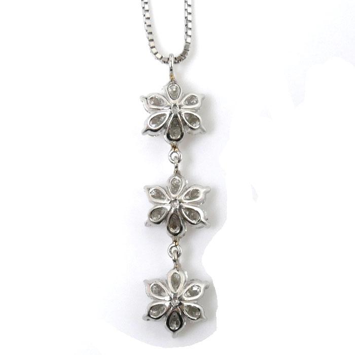 pt850 0.05ct ダイヤフラワーモチーフネックレス - ネックレス 