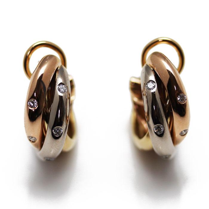 CARTIER カルティエ トリニティ 12PD 750YG×WG×PG ピアス ダイヤモンド  