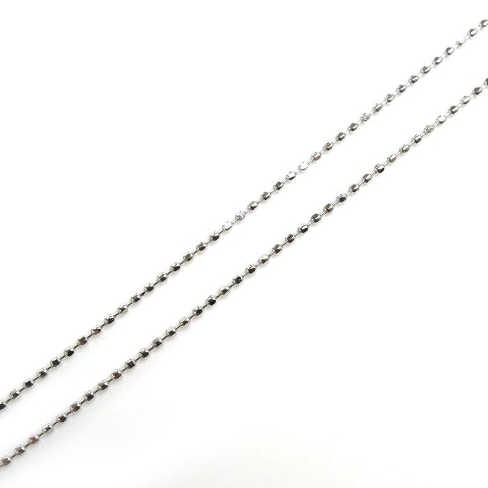 K18WG ホワイトゴールド ネックレス ボール 1.5g 〜45cm フリー 