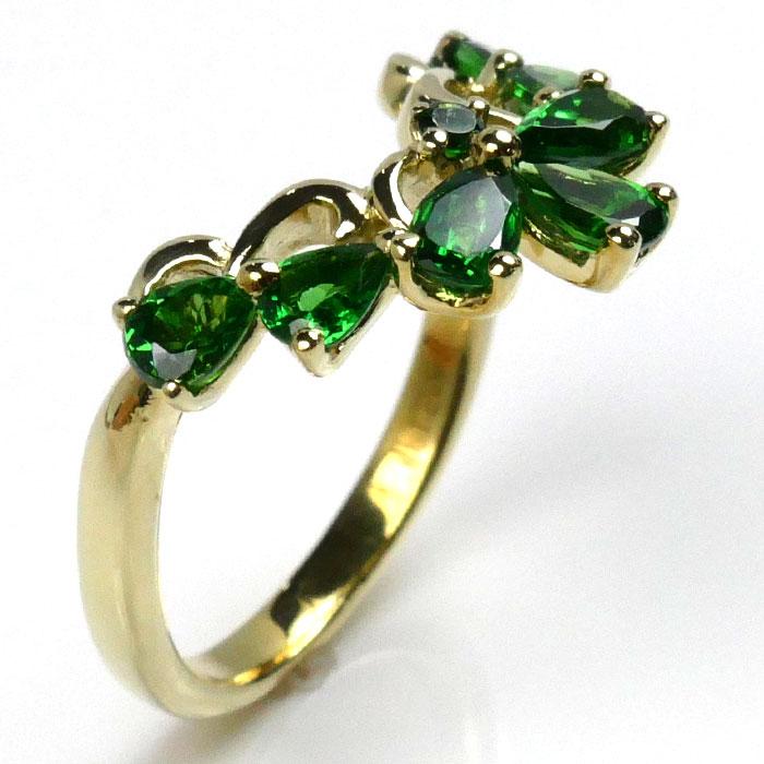 K18YG イエローゴールド リング・指輪 グリーンガーネット1.20ct 13号  