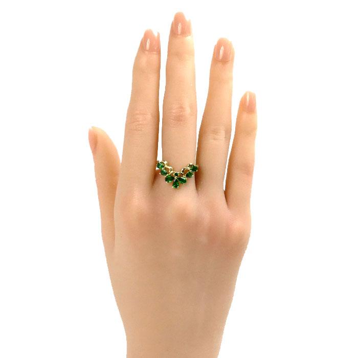 K18YG イエローゴールド リング・指輪 グリーンガーネット1.20ct 13号  