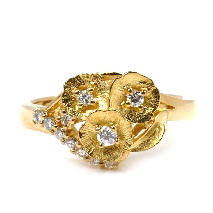 ゴールド 花モチーフリング 3g ９号　050 K１８ セイコージュエリー K18YG イエローゴールド フラワー リング