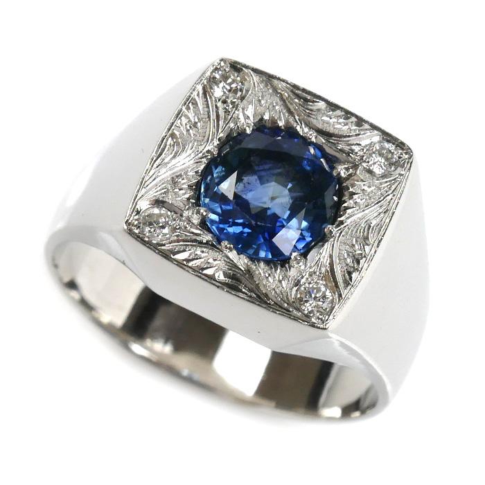 天然サファイア1.56ct プラチナ ダイヤモンド リング