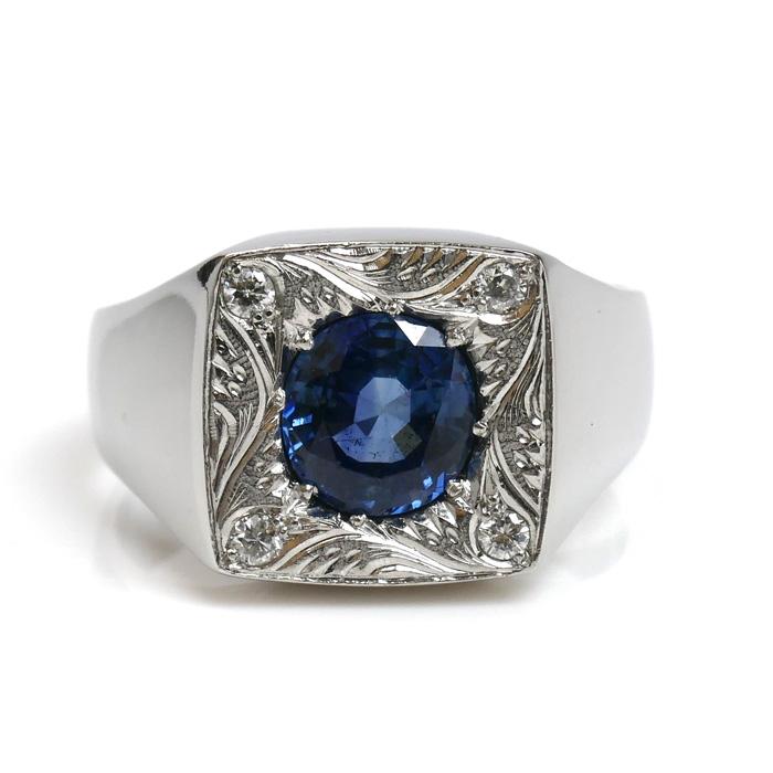 Pt900プラチナ リング・指輪 サファイア1.56ct ダイヤモンド0.09ct 19