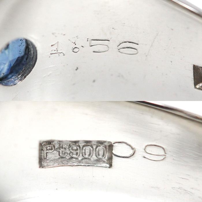 中古美品 Pt900プラチナリング 6g Pt900プラチナ リング・指輪 サファイア1.56ct ダイヤモンド0.09ct 19