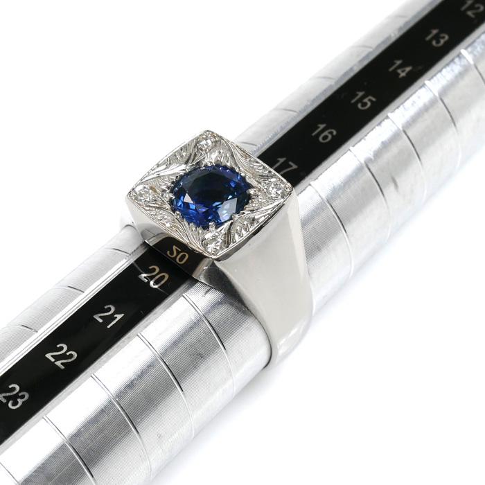 Pt900プラチナ リング・指輪 サファイア1.56ct ダイヤモンド0.09ct 19