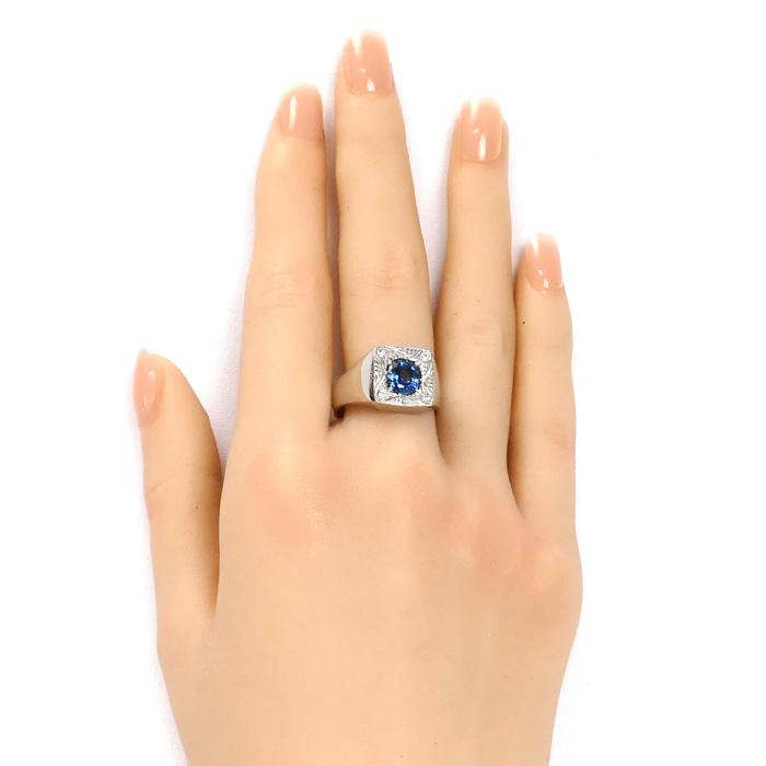 天然サファイア1.56ct プラチナ ダイヤモンド リング