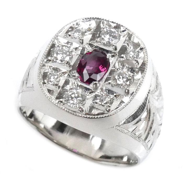 Pt900プラチナ リング・指輪 ルビー0.38ct ダイヤモンド0.41ct
