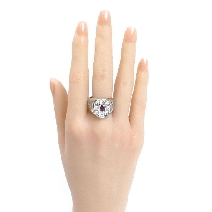 Pt900プラチナ リング・指輪 ルビー0.38ct ダイヤモンド0.41ct
