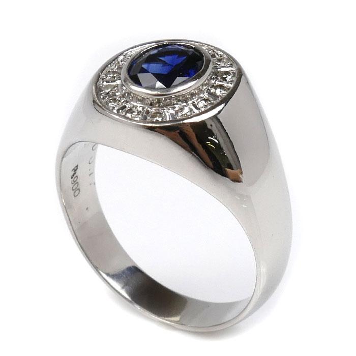 Pt900プラチナ サファイア ダイヤ リング・指輪 サファイア1.14ct 