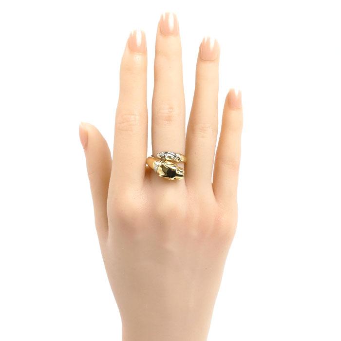 K18YG イエローゴールド パンサー リング・指輪 ダイヤモンド0.21ct