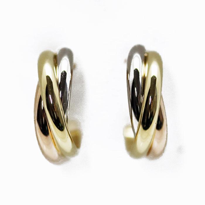 CARTIER カルティエ K18YG/PG/WG トリニティ ピアス B8017100 4.4g  