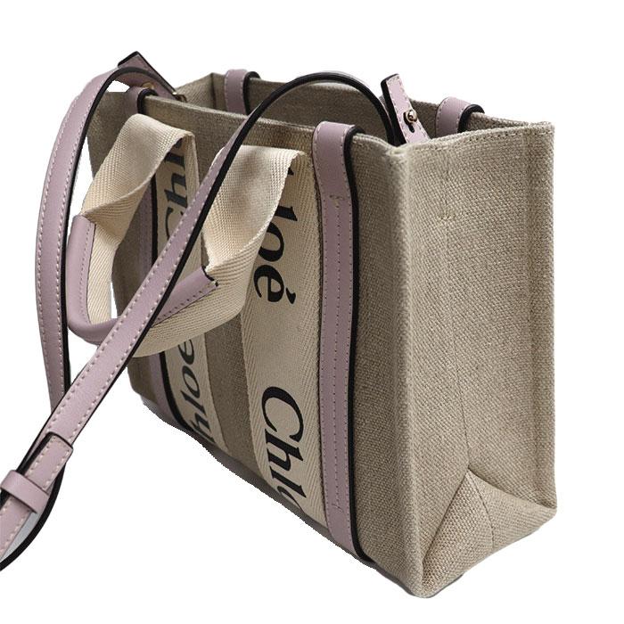 Chloe クロエ ウッディ スモール トート 2Wayショルダーバッグ ベージュ Misty Lavender CHC22AS397I2 レディース 中古 美品｜koera｜02