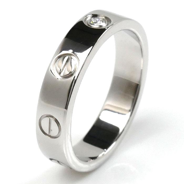 HWさん専用　ホワイトゴールド　カルティエ Cartier ミニラブダイヤリング CARTIER カルティエ ミニラブ リング 指輪 9号 18金 K18ホワイト