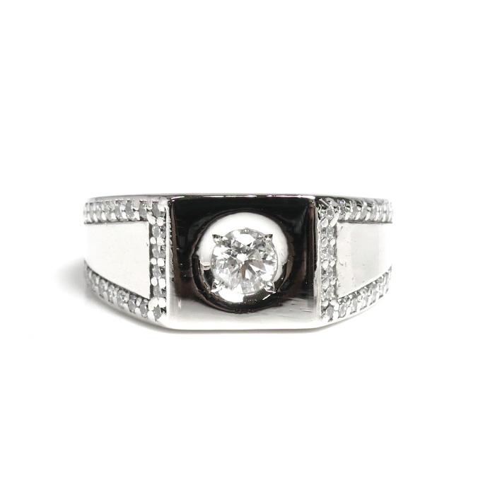 Pt900プラチナ リング・指輪 ダイヤモンド0.32ct/0.39ct 18号 13.1g 