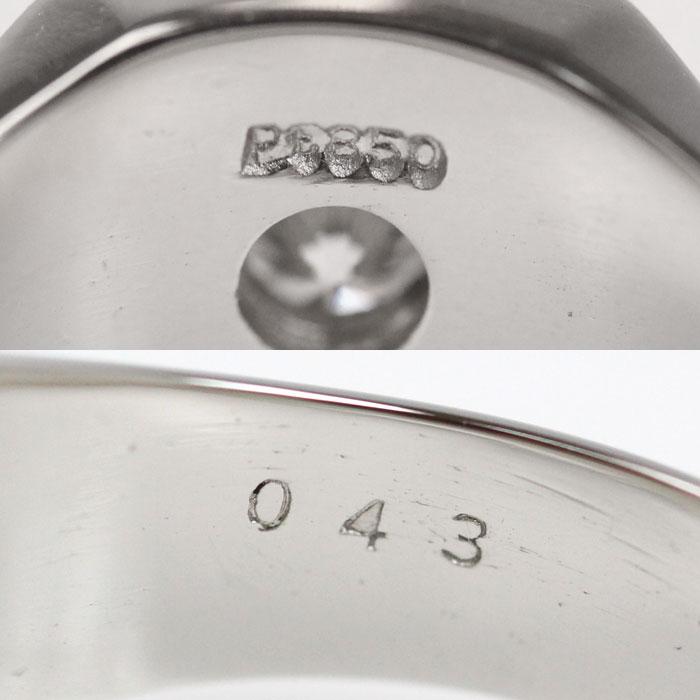 Pt850プラチナ 印台 リング・指輪 ダイヤモンド0.43ct 18.5号 14.1g
