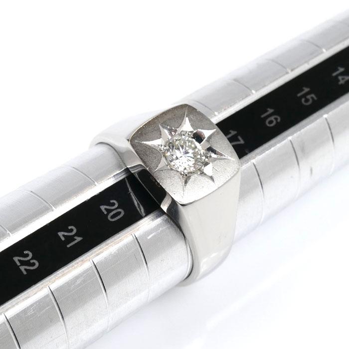 Pt850プラチナ 印台 リング・指輪 ダイヤモンド0.43ct 18.5号 14.1g