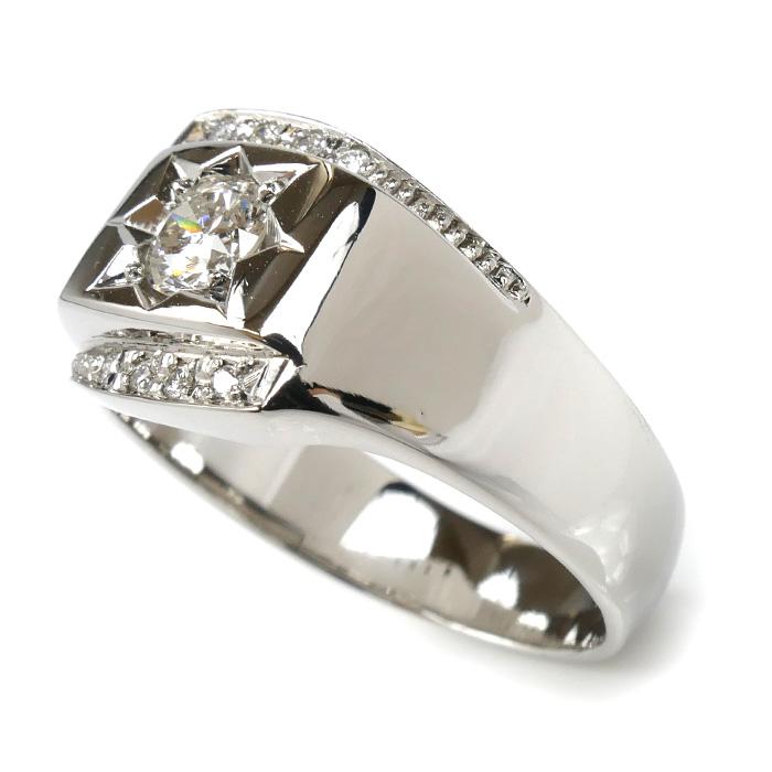 Pt850プラチナ リング・指輪 ダイヤモンド0.532ct/0.07ct 22号 17.6g