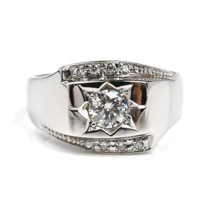 Pt850プラチナ リング・指輪 ダイヤモンド0.532ct/0.07ct 22号 17.6g