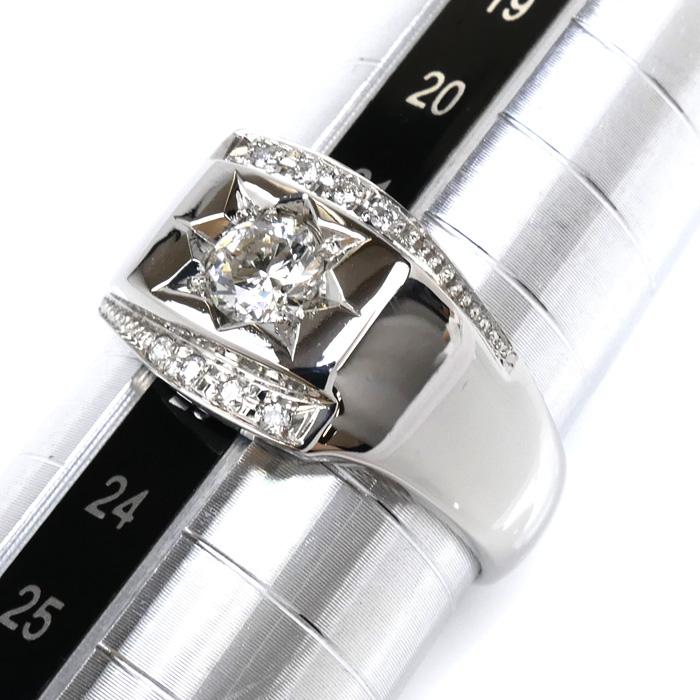 Pt850プラチナ リング・指輪 ダイヤモンド0.532ct/0.07ct 22号 17.6g
