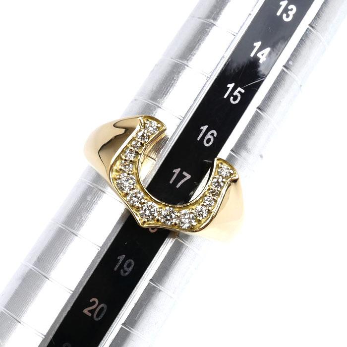 K18YG イエローゴールド 馬蹄 リング・指輪 ダイヤモンド0.30ct 17号 