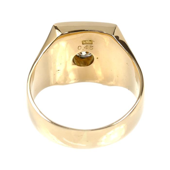K18YG イエローゴールド 印台 リング・指輪 ダイヤモンド0.45ct 19.5号
