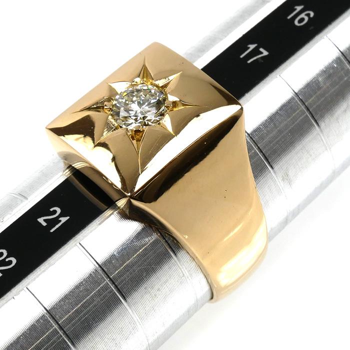 K18YG イエローゴールド 印台 リング・指輪 ダイヤモンド0.45ct 19.5号 