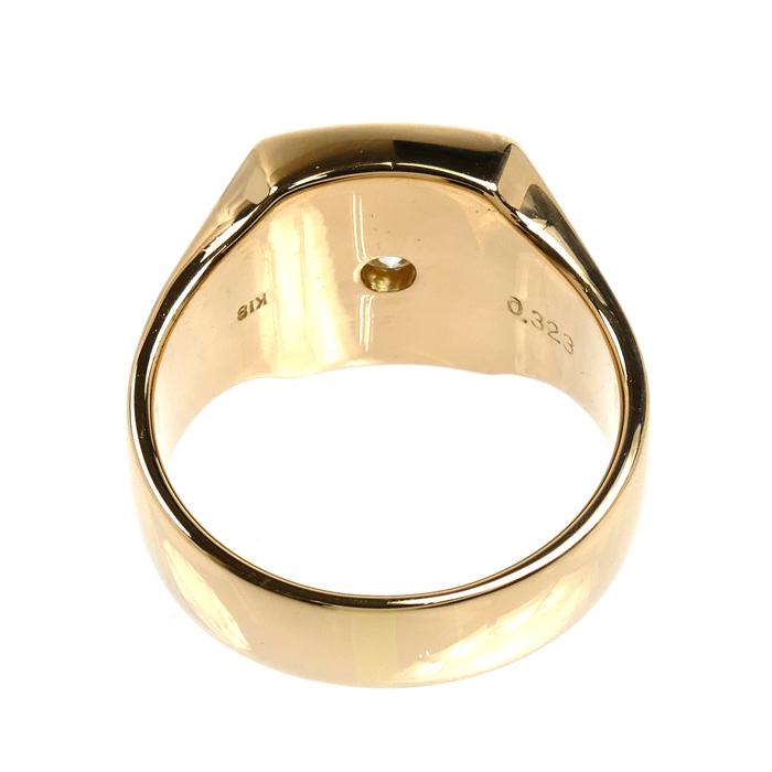 K18YG イエローゴールド 印台 リング・指輪 ダイヤモンド0.323ct 21号