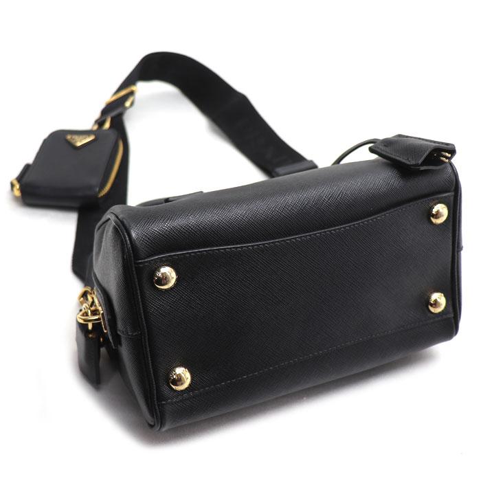 PRADA プラダ サフィアーノ ラクス 2Wayショルダーバッグ ブラック 1BB846 IC レディース【中古】 PRADA - PRADA プラダ サフィアーノ ラクス 2Wayショルダーバッグ