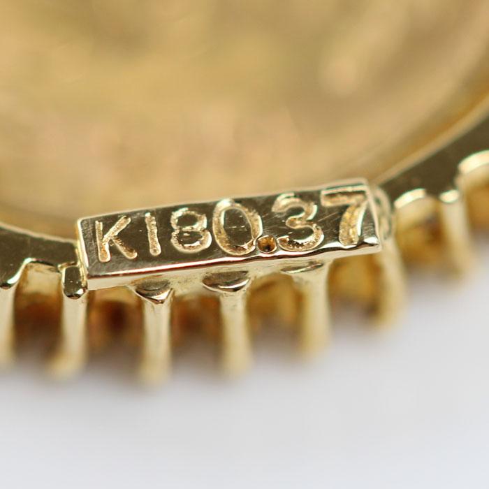 K21.6/K18 メキシコ金貨 2ペソ ペンダントトップ ダイヤモンド0.37ct