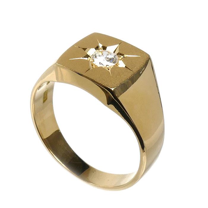 K18YG イエローゴールド 印台 リング・指輪 ダイヤモンド0.25ct 20号