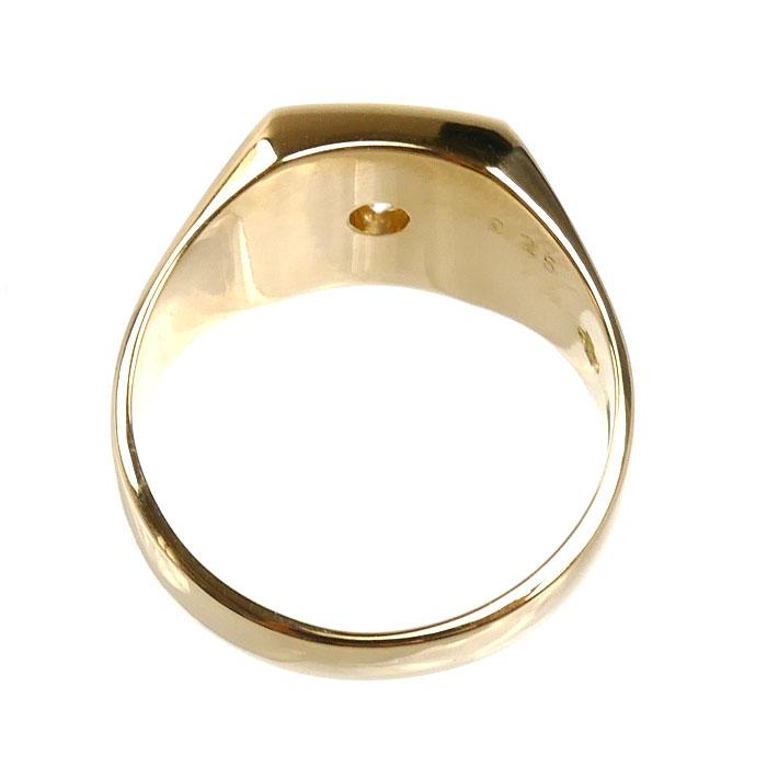 K18YG イエローゴールド 印台 リング・指輪 ダイヤモンド0.25ct 20号