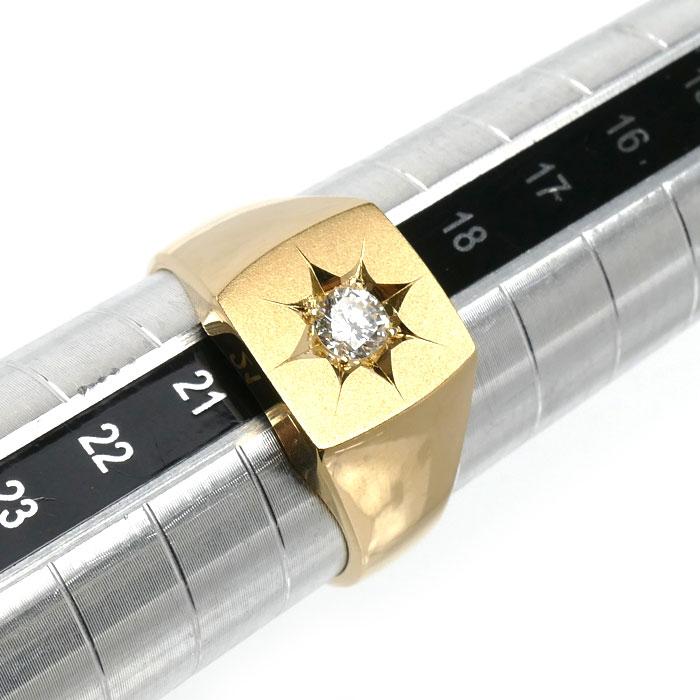 K18YG イエローゴールド 印台 リング・指輪 ダイヤモンド0.25ct 20号