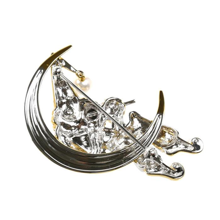MIKIMOTO（ミキモト） シルバー GP ピエロonムーン ブローチ アコヤ