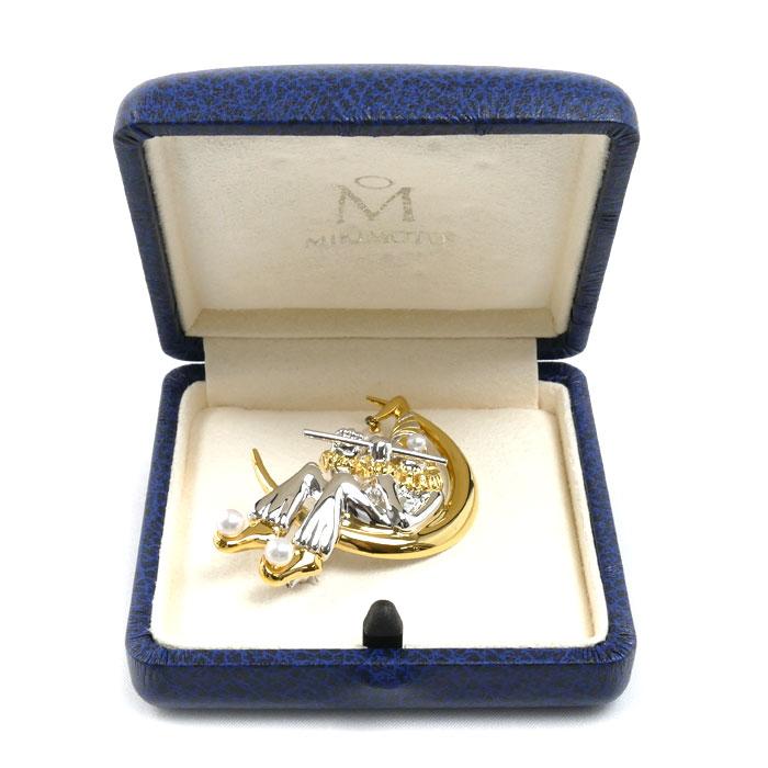 MIKIMOTO（ミキモト） シルバー GP ピエロonムーン ブローチ アコヤ
