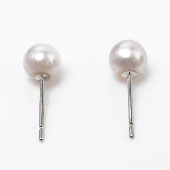 K14WG ホワイトゴールド ピアス パール約5.0mm/約5.1mm 0.6g 