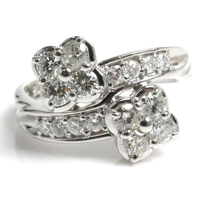 Pt900プラチナ フラワーモチーフ リング・指輪 ダイヤモンド1.01ct 12