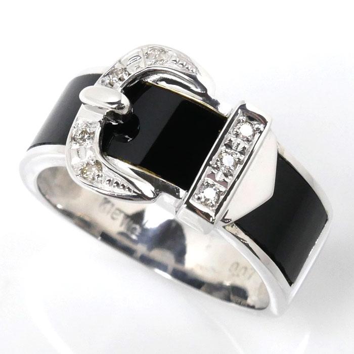 K18WG ホワイトゴールド オニキス ダイヤ リング・指輪 ダイヤモンド