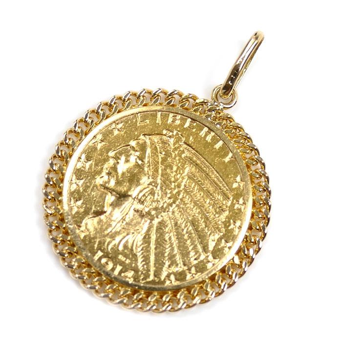 K18/K21.6 インディアンコイン ペンダントトップ 10.7g メンズ 中古