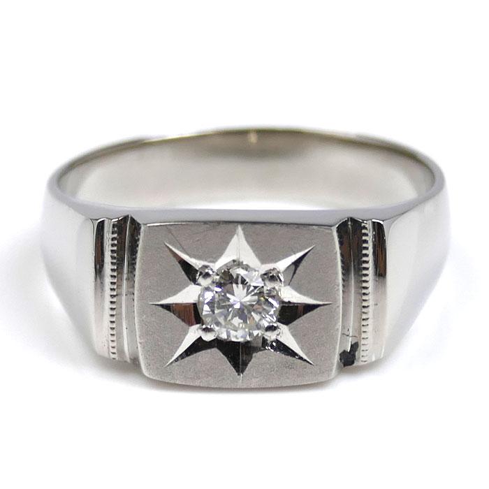 Pt900プラチナ リング・指輪 ダイヤモンド0.22ct 19号 11.1g メンズ